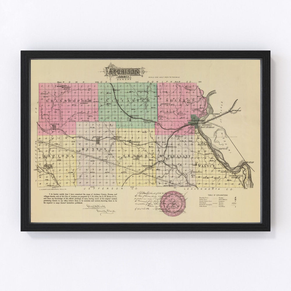 Atchison County Vintage Map 1887