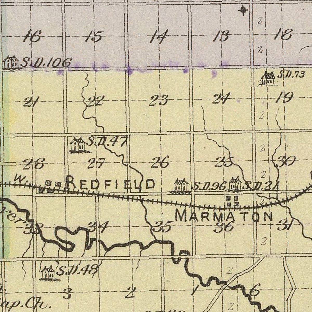 Restored historic details from the 1887 county map of Bourbon County, Kansas