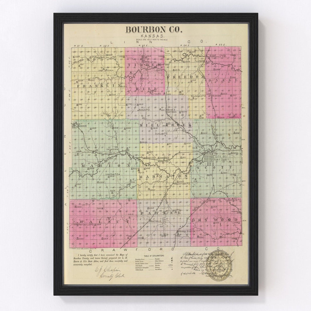 Bourbon County Vintage Map 1887