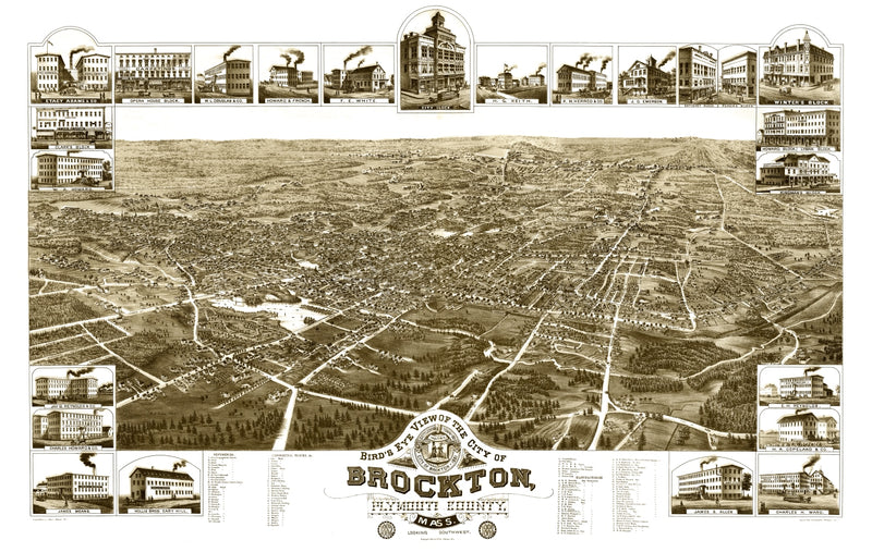 Size comparison using Vintage Map of Brockton, Massachusetts 1882
