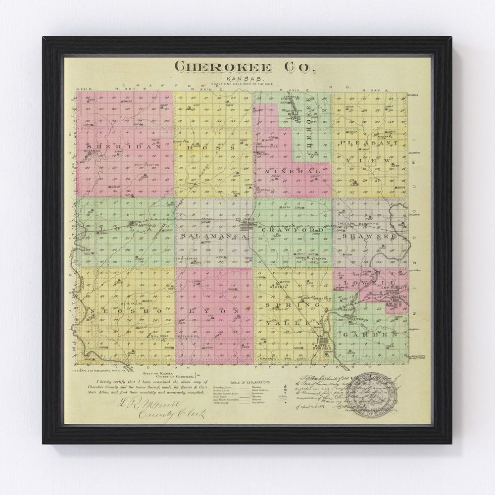 Cherokee County Vintage Map 1887