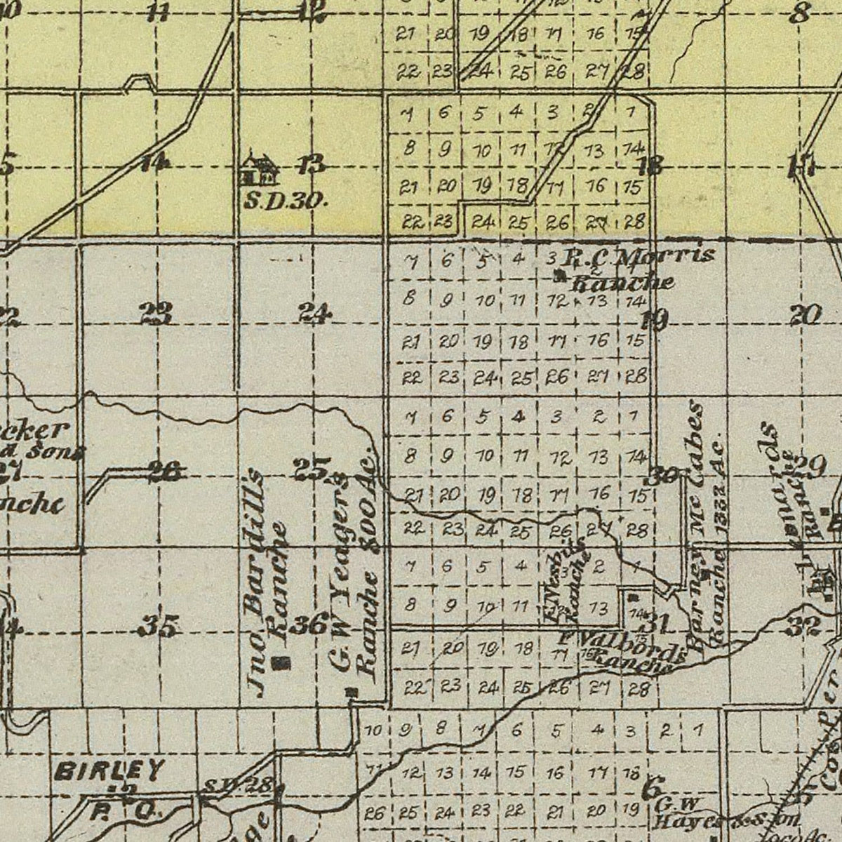 Restored historic details from the 1887 county map of Chase County, Kansas