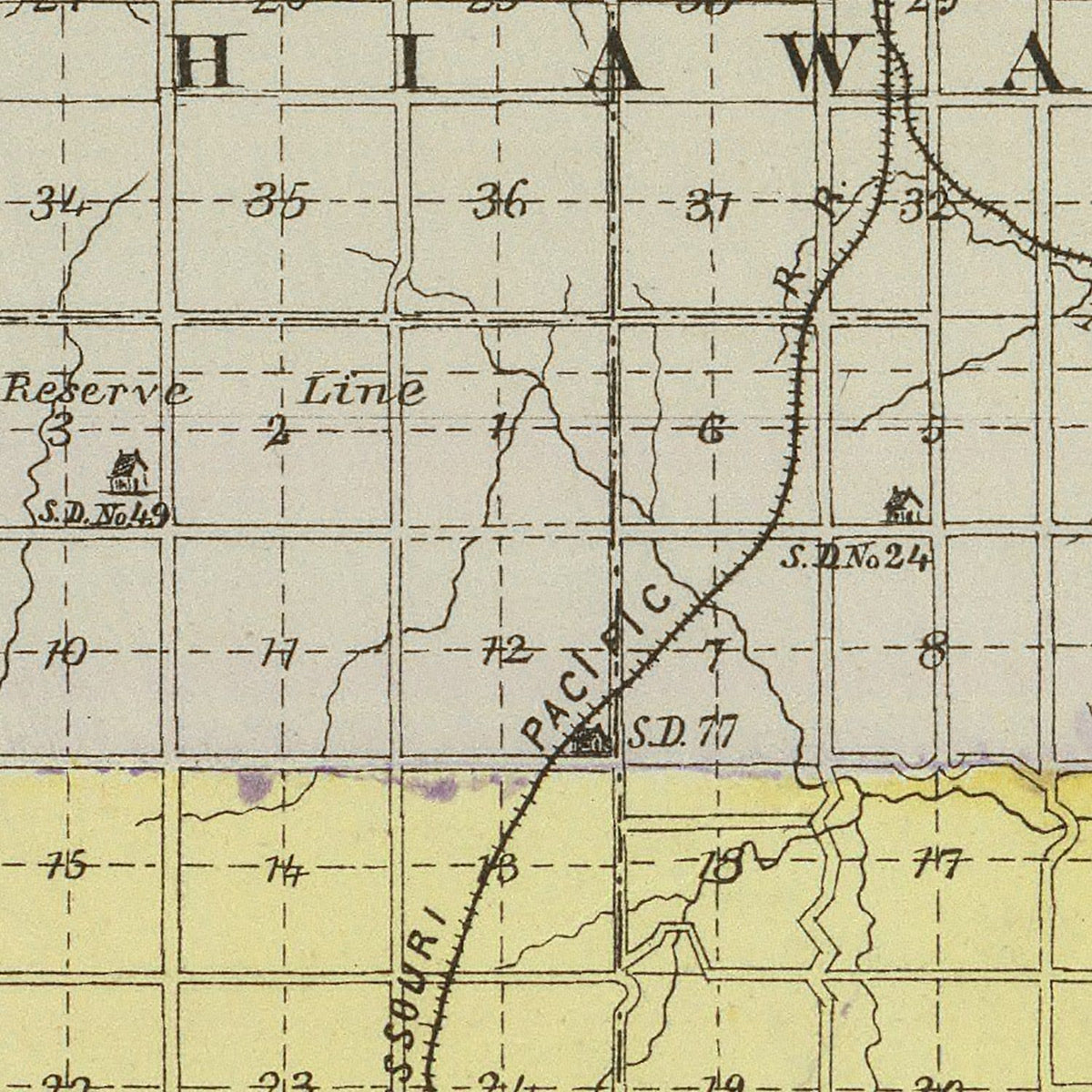 Restored historic details from the 1887 county map of Brown County, Kansas