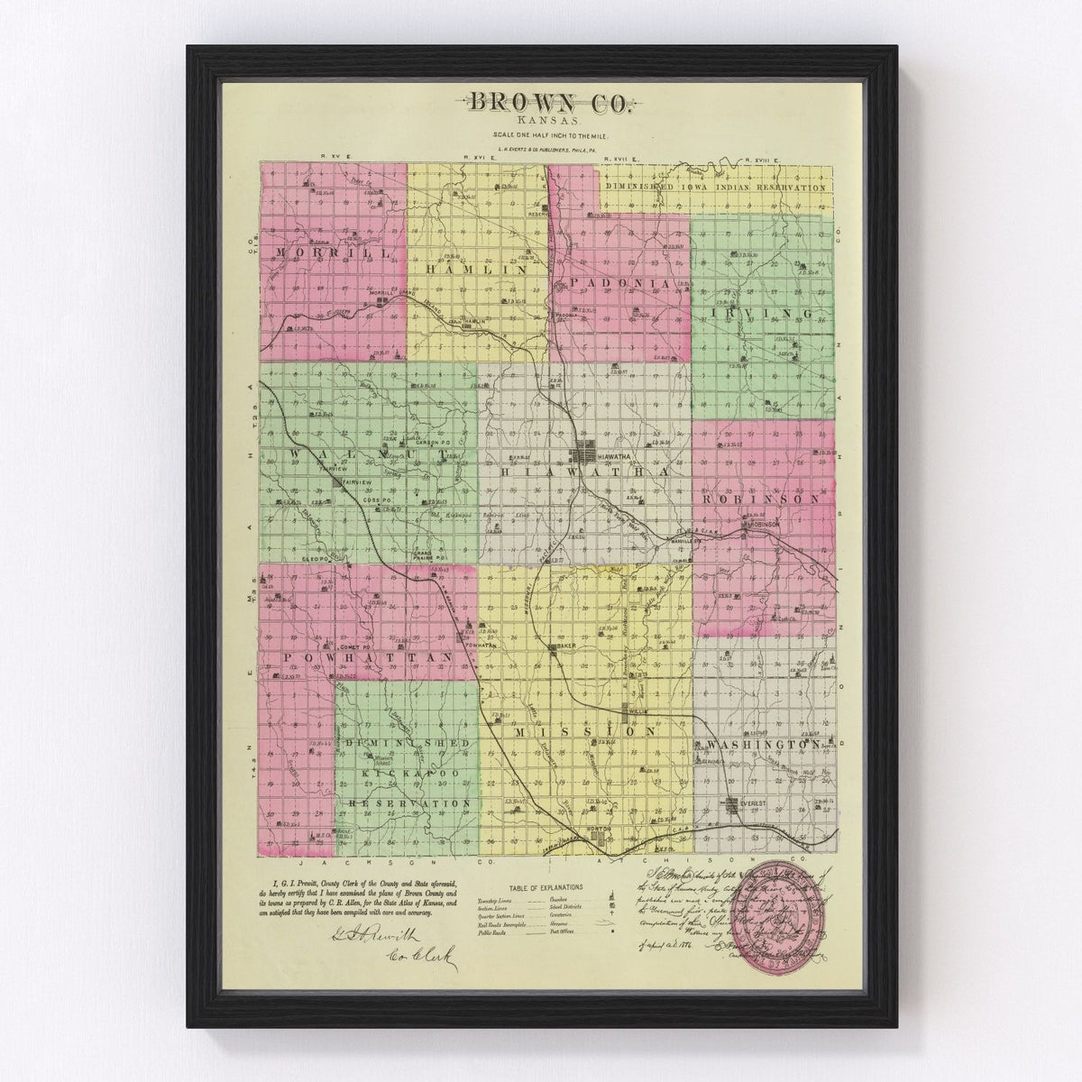 Brown County Vintage Map 1887