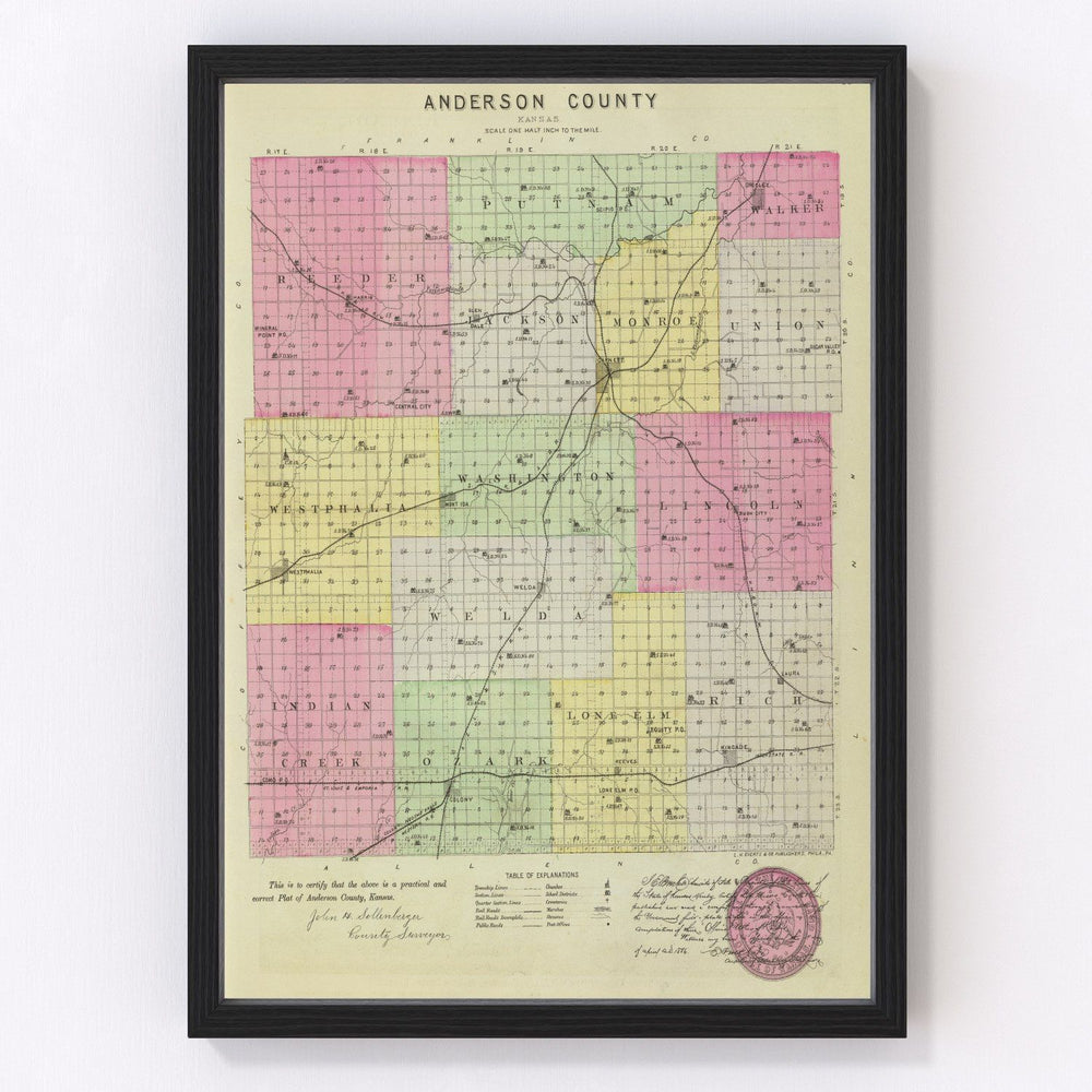Anderson County Vintage Map 1887
