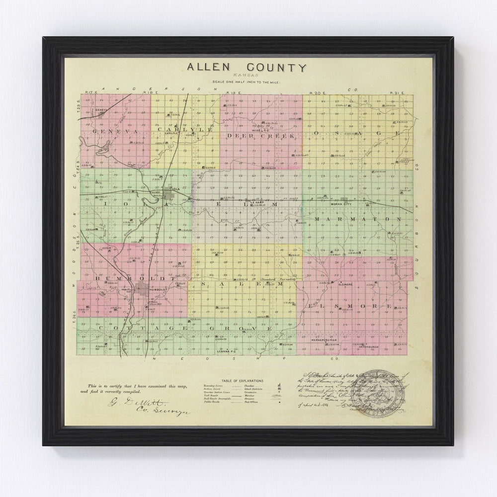 Allen County Vintage Map 1887