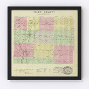 Allen County Vintage Map 1887