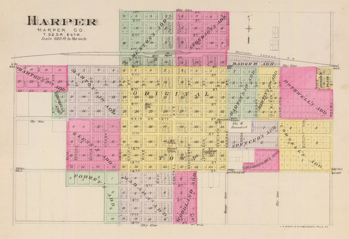 Preview of Vintage Map of Harper County, Kansas 1887