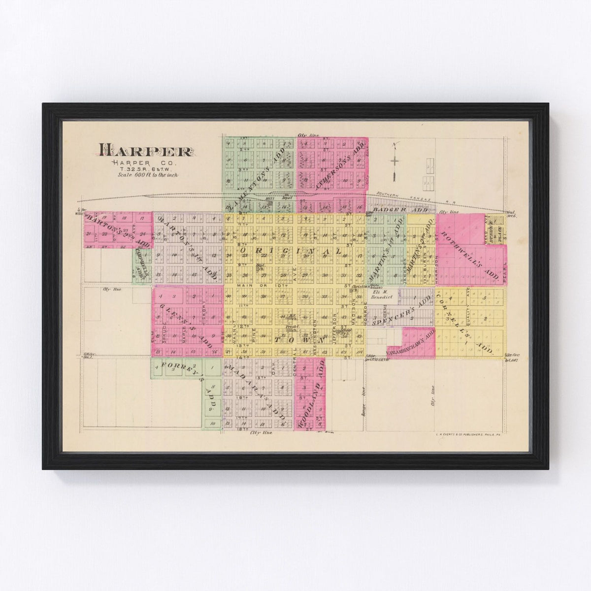 Harper County Vintage Map 1887