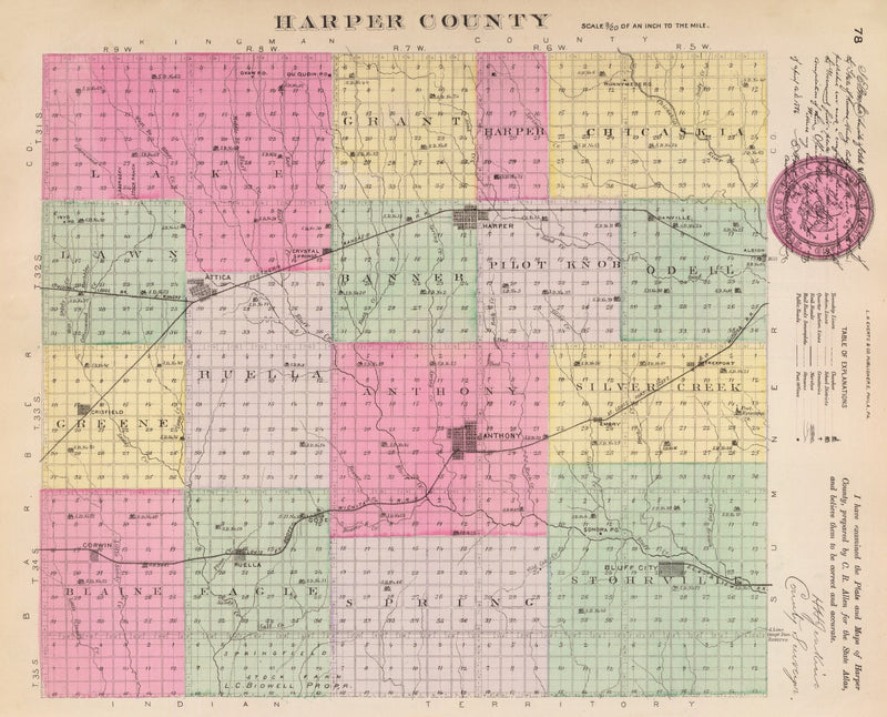 Size comparison using Vintage Map of Harper County, Kansas 1887