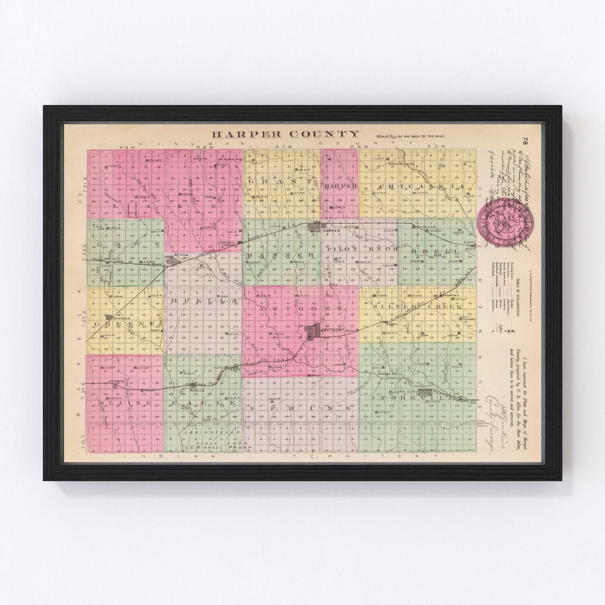 Harper County Vintage Map 1887