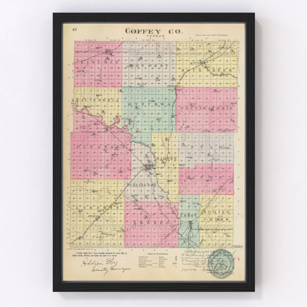 Coffey County Vintage Map 1887