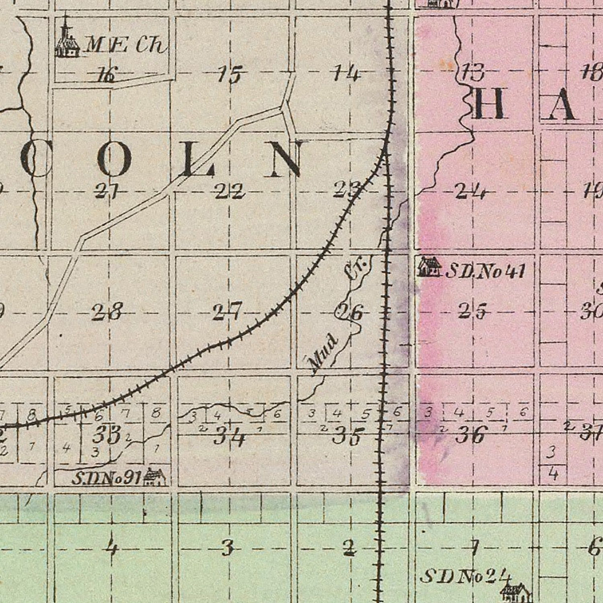 Restored historic details from the 1887 county map of Franklin County, Kansas