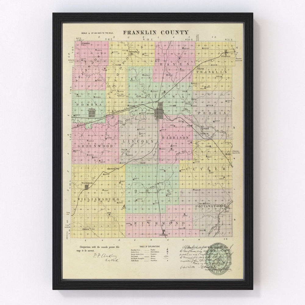 Franklin County Vintage Map 1887