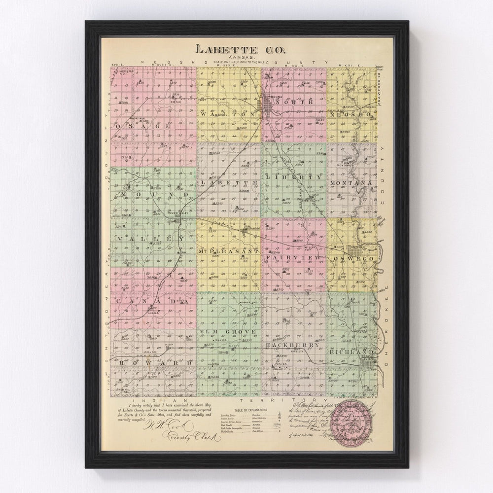 Labette County Vintage Map 1887