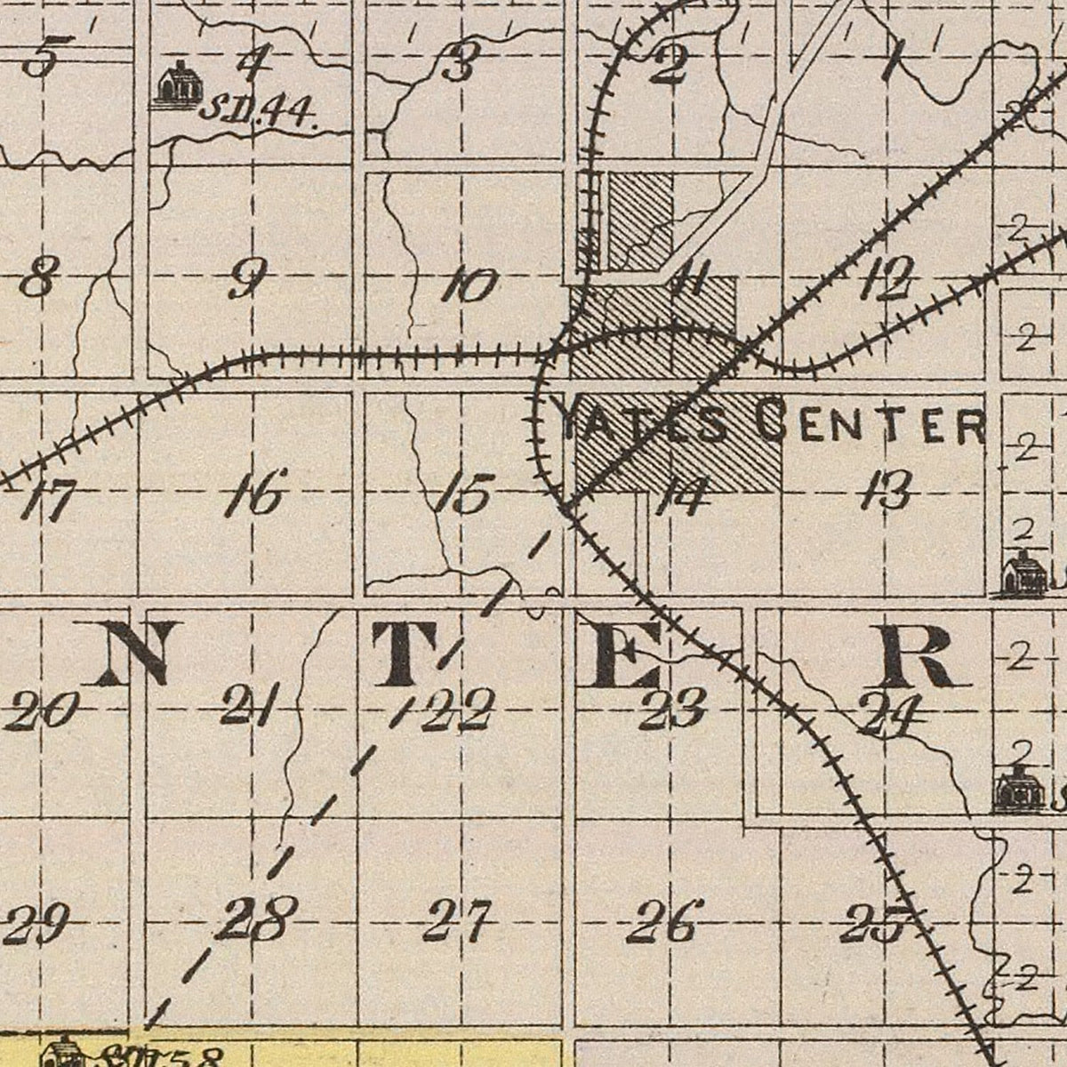 Restored historic details from the 1887 county map of Woodson County, Kansas