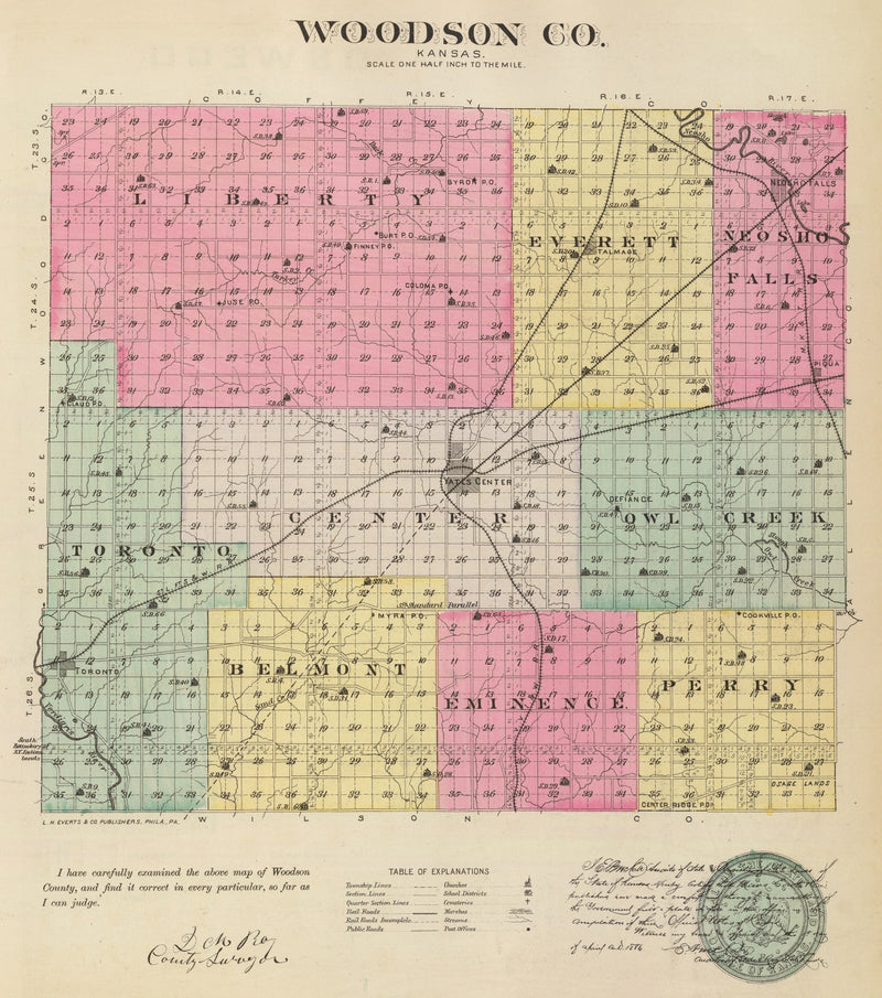 Size comparison using Vintage Map of Woodson County, Kansas 1887