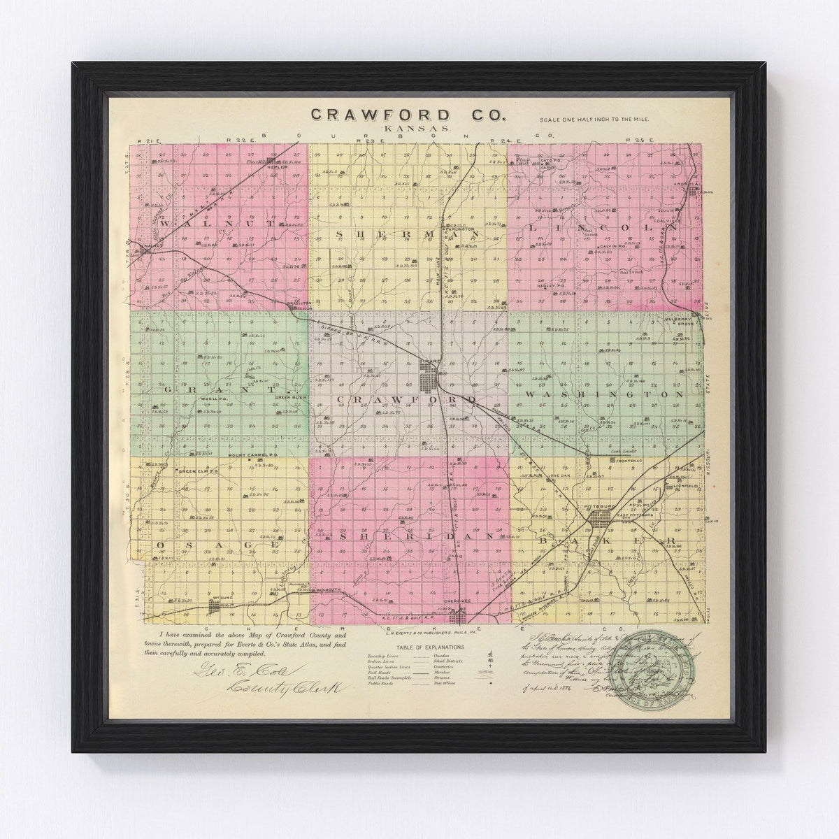 Crawford County Vintage Map 1887
