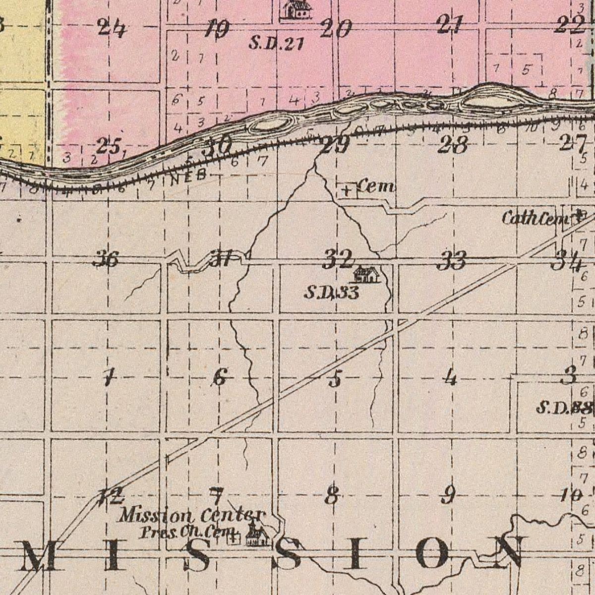 Restored historic details from the 1887 county map of Shawnee County, Kansas