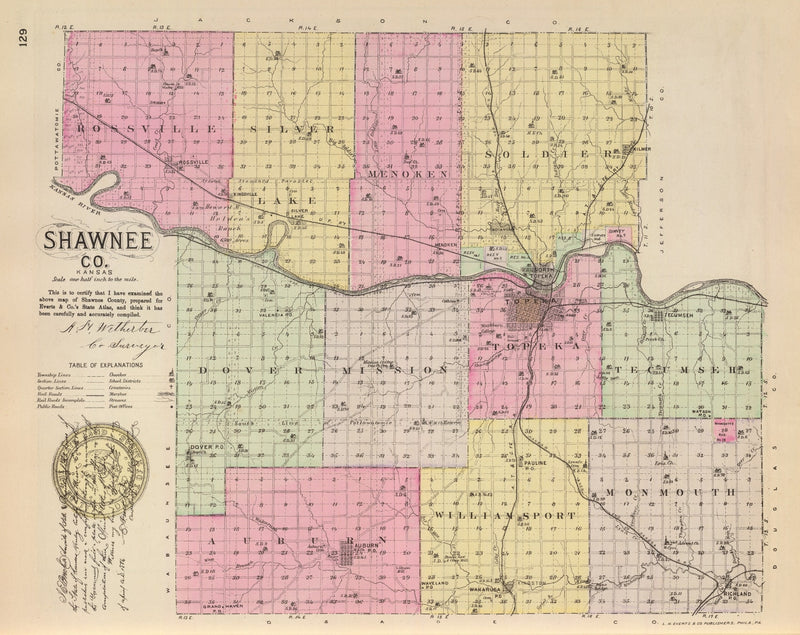 Size comparison using Vintage Map of Shawnee County, Kansas 1887