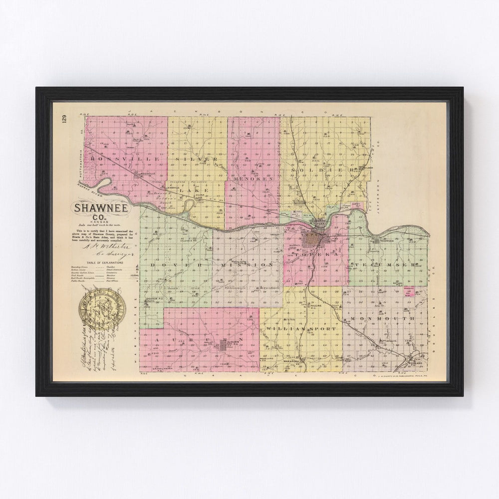 Shawnee County Vintage Map 1887