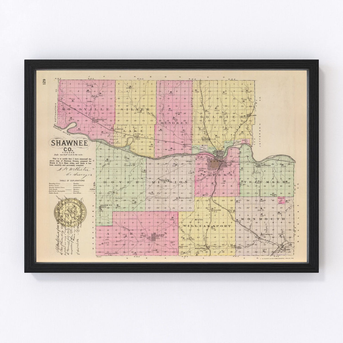Shawnee County Vintage Map 1887