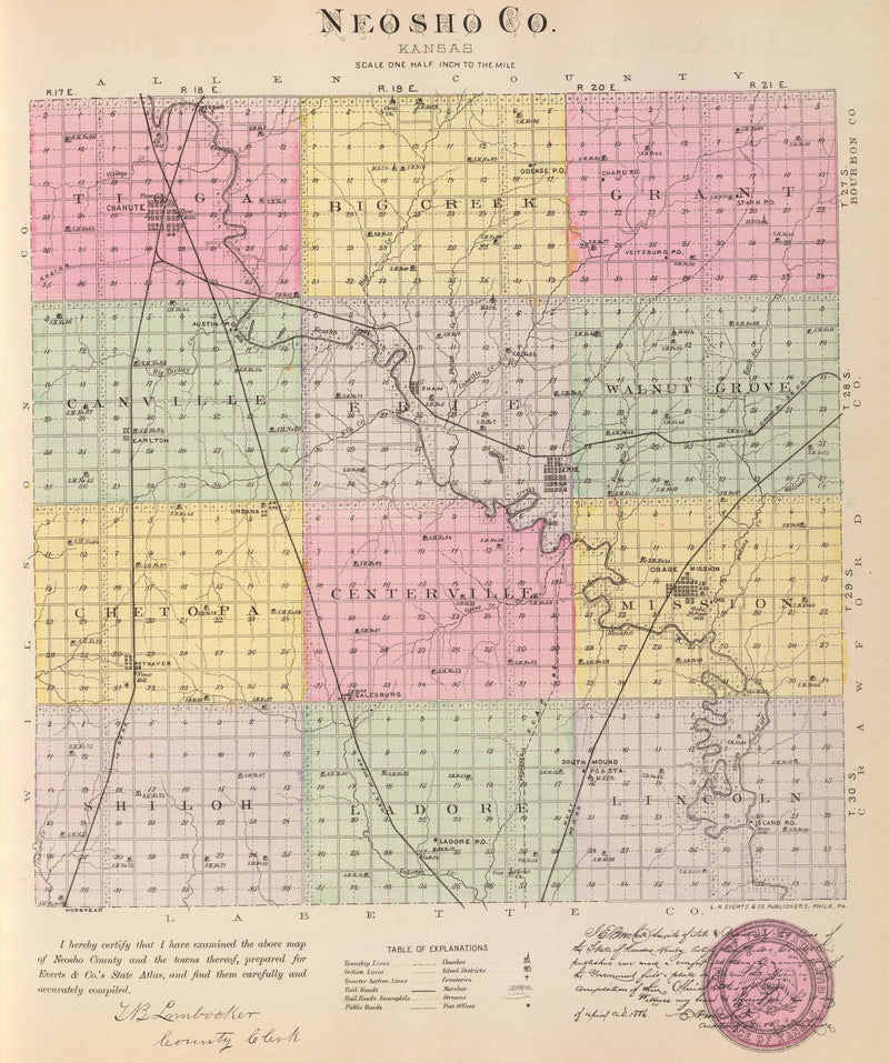 Size comparison using Vintage Map of Neosho County, Kansas 1887