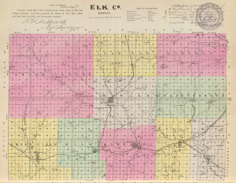 Size comparison using Vintage Map of Elk County, Kansas 1887