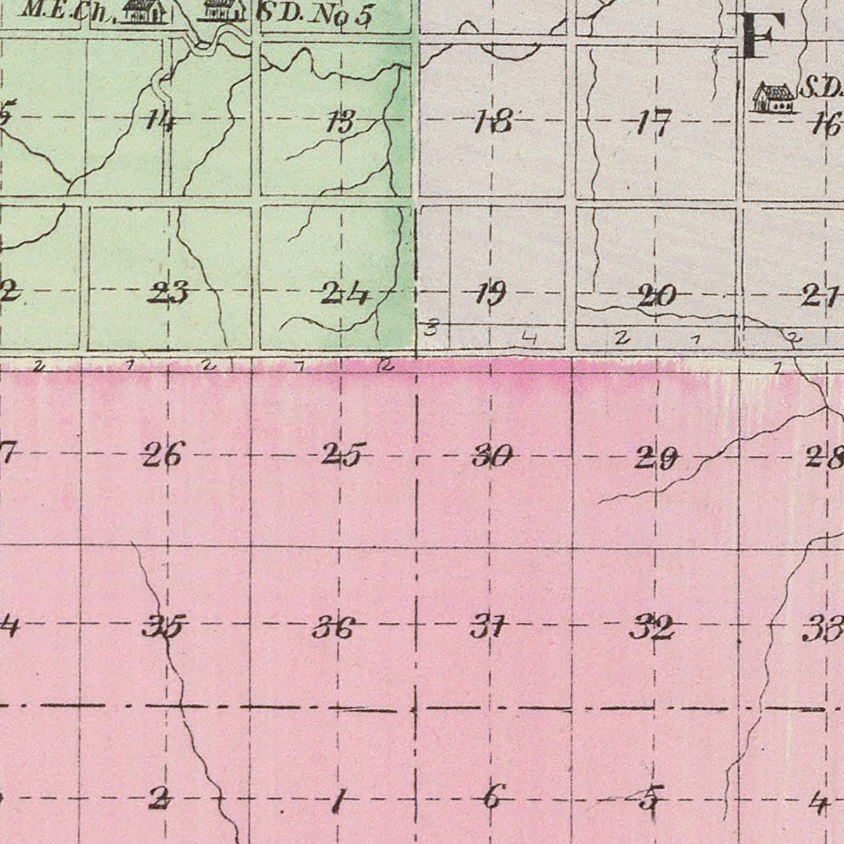 Restored historic details from the 1887 county map of Jackson County, Kansas