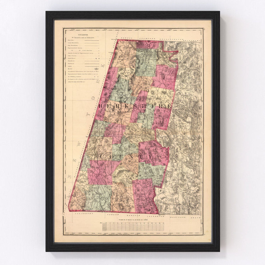 Vintage Map of Berkshire County, Massachusetts 1871