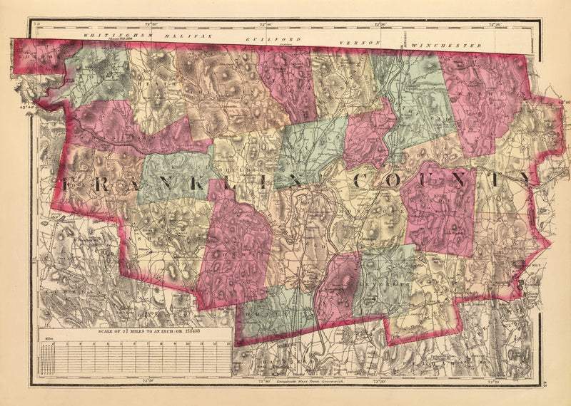 Size comparison using Vintage Map of Franklin County, Massachusetts 1871