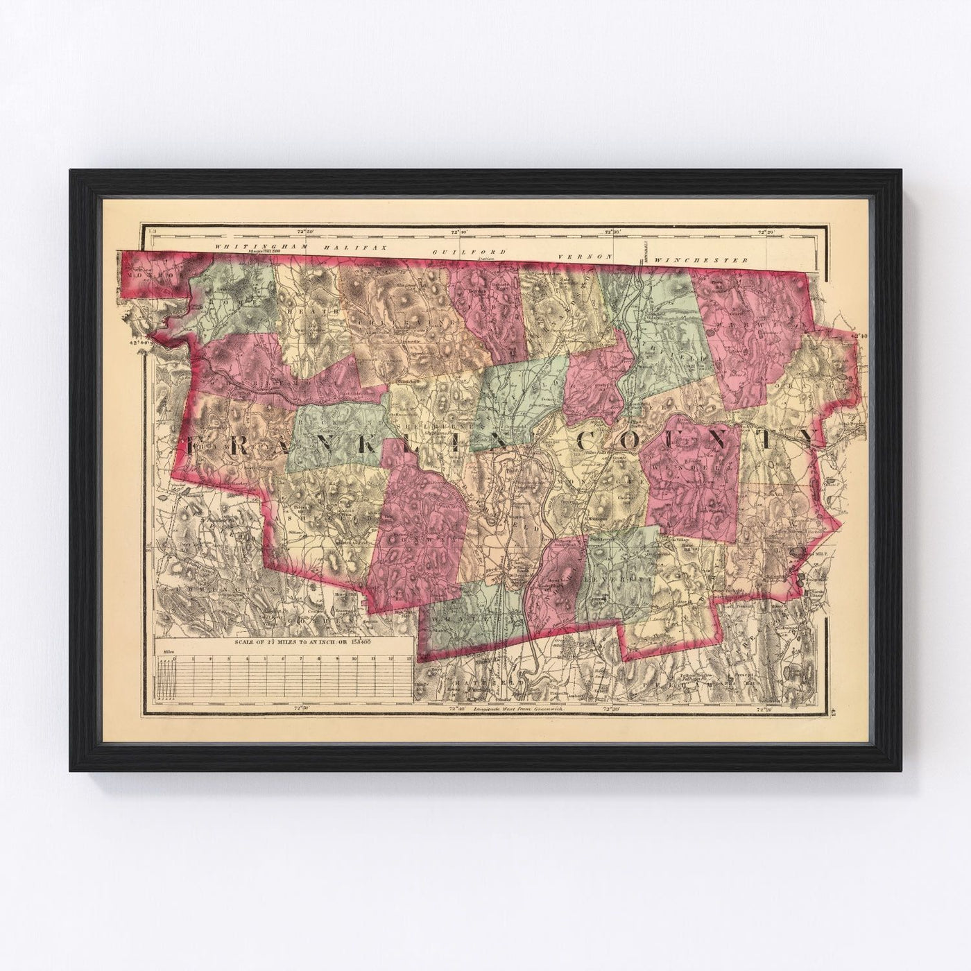 Franklin County Vintage Map 1871