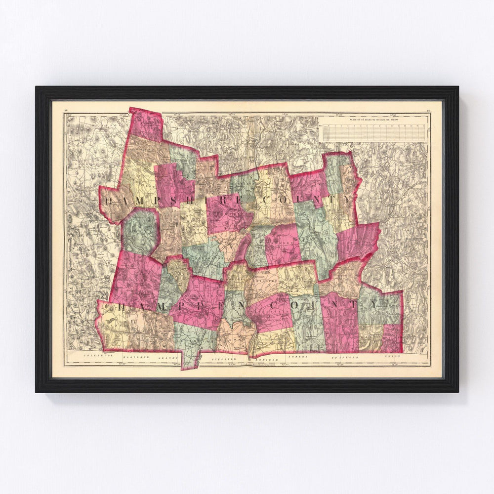 Hampshire  County Vintage Map 1871