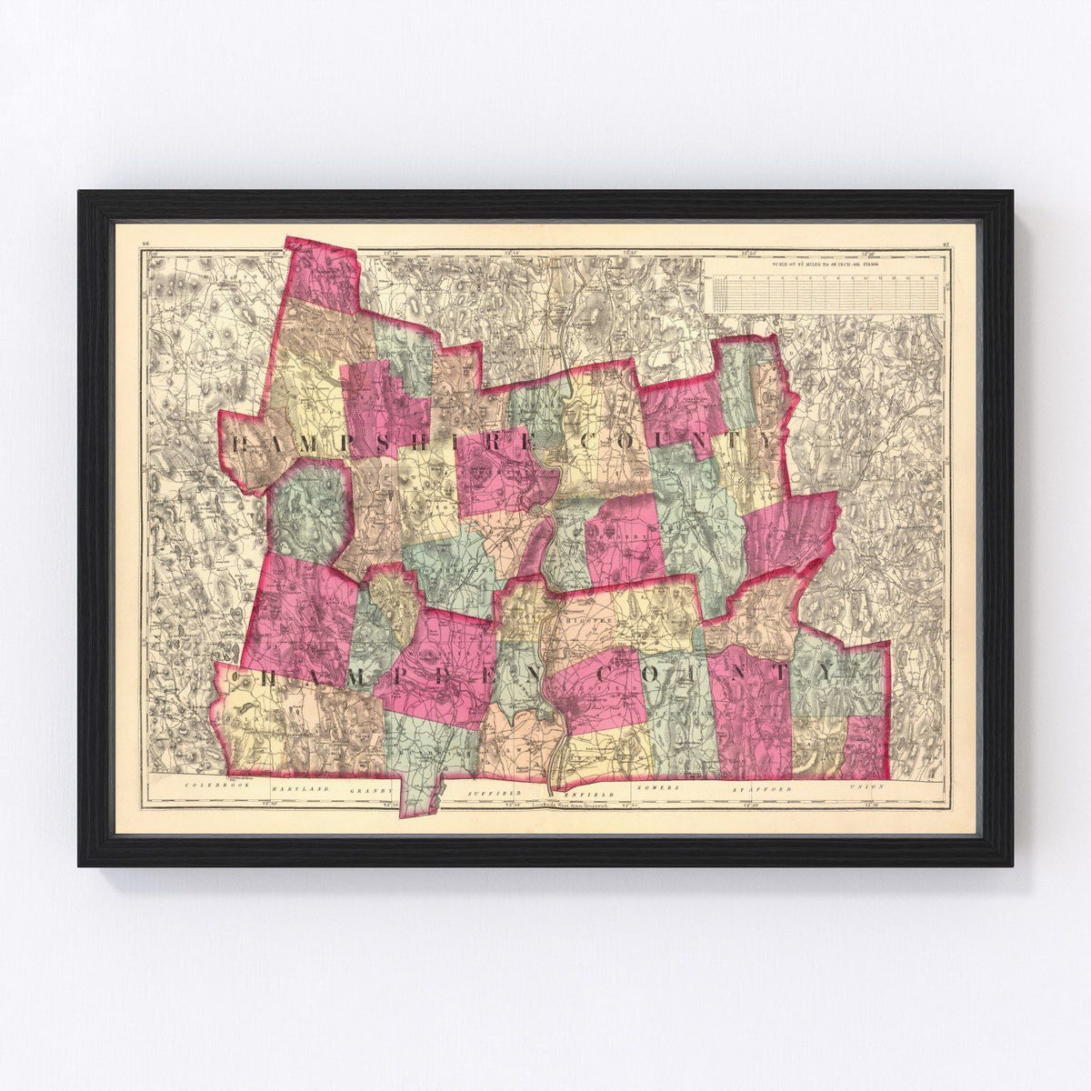 Hampshire  County Vintage Map 1871