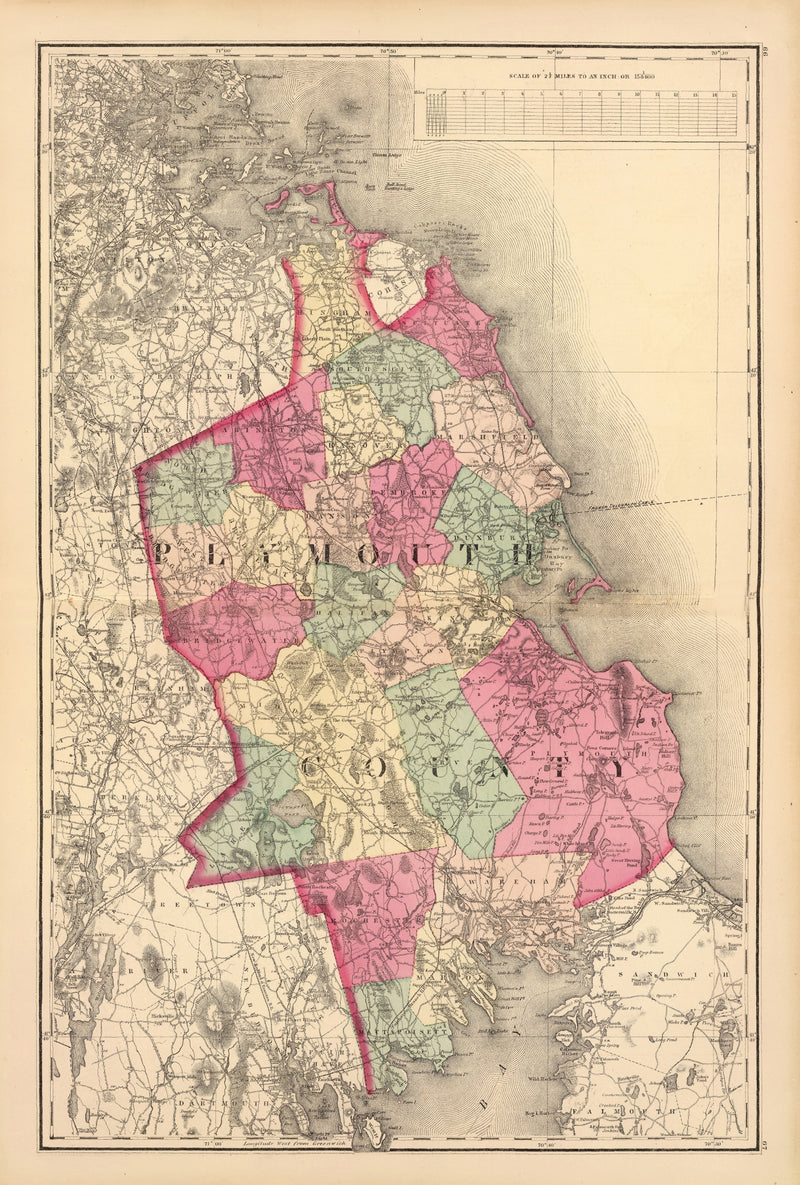 Size comparison using Vintage Map of Plymouth County, Massachusetts 1871