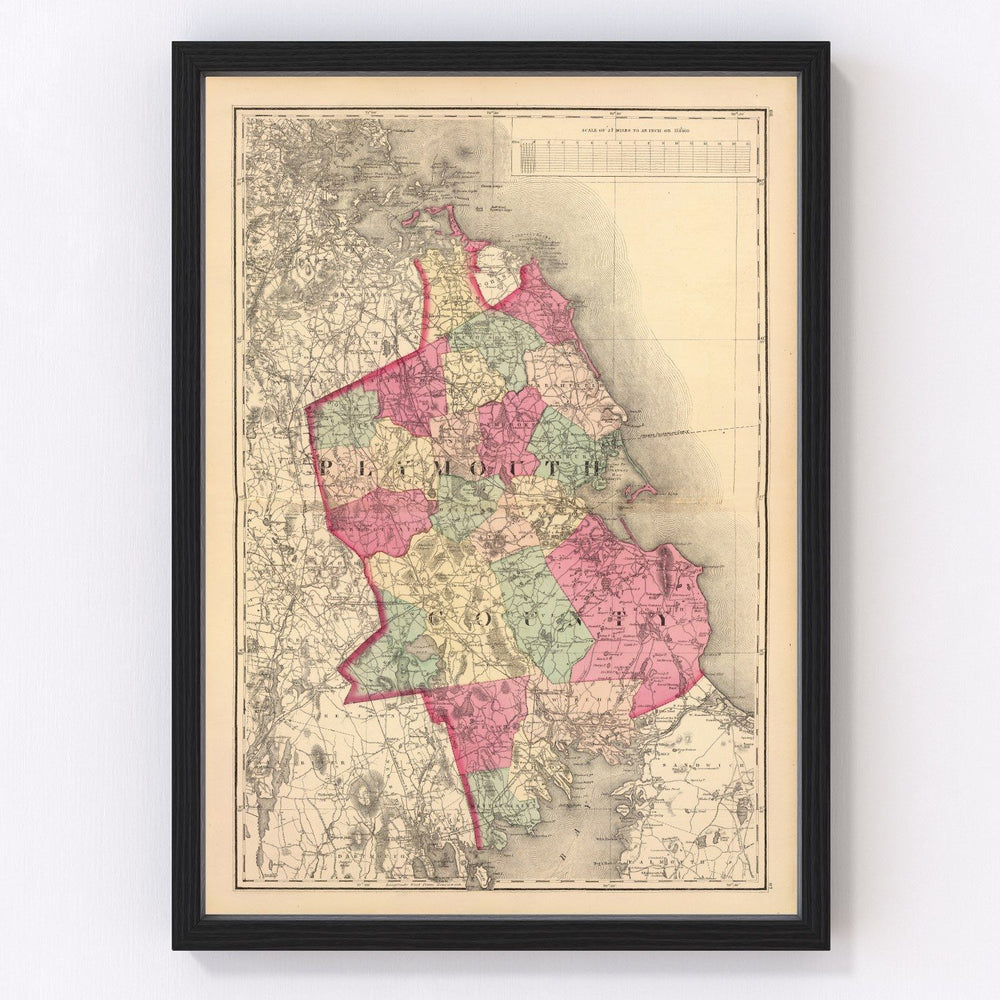 Plymouth County Vintage Map 1871