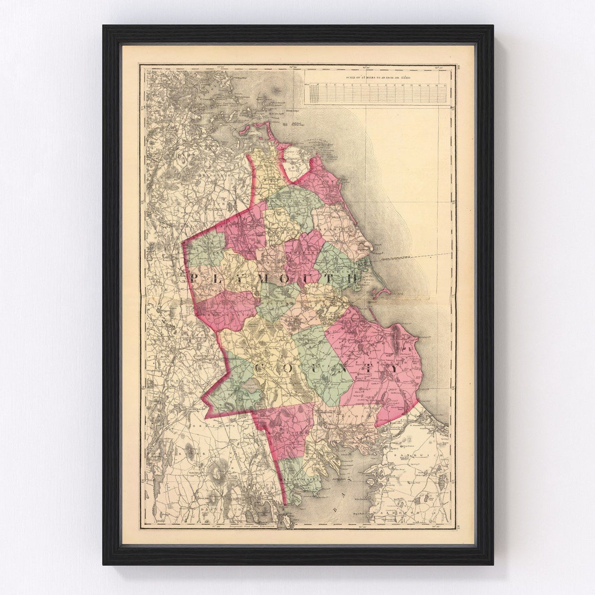 Plymouth County Vintage Map 1871