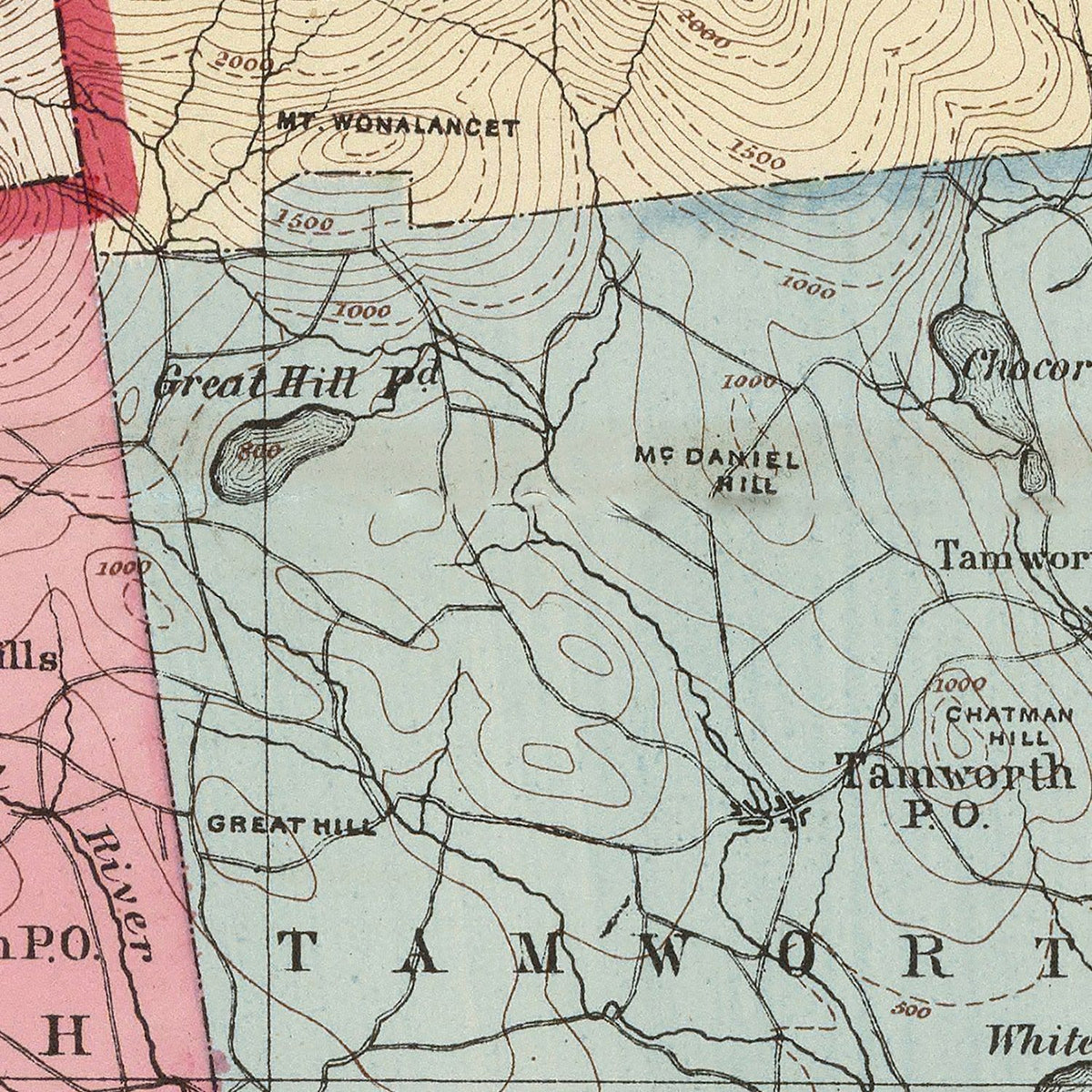 Restored historic details from the 1877 county map of Carroll County, New Hampshire