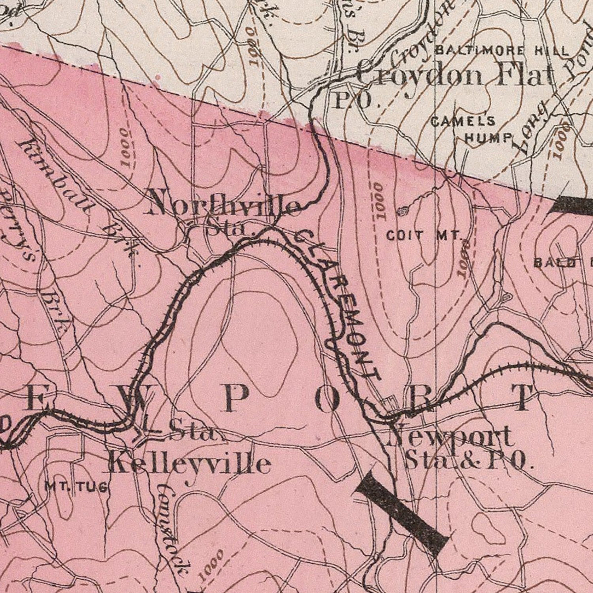 Restored historic details from the 1877 county map of Sullivan County, New Hampshire