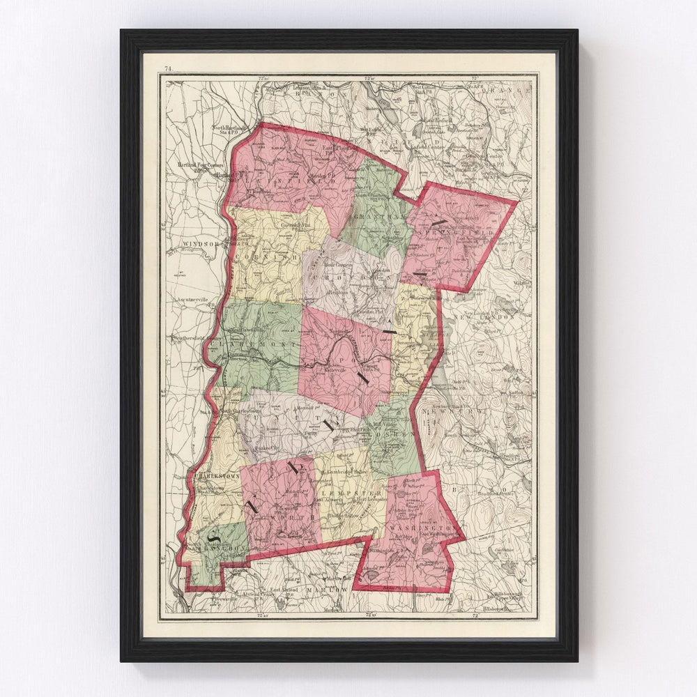 Sullivan County Vintage Map 1877