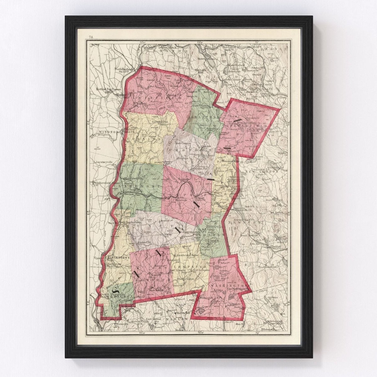 Sullivan County Vintage Map 1877