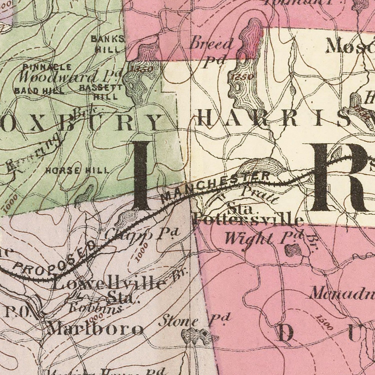 Restored historic details from the 1877 county map of Cheshire County, New Hampshire