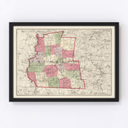 Cheshire County Vintage Map 1877