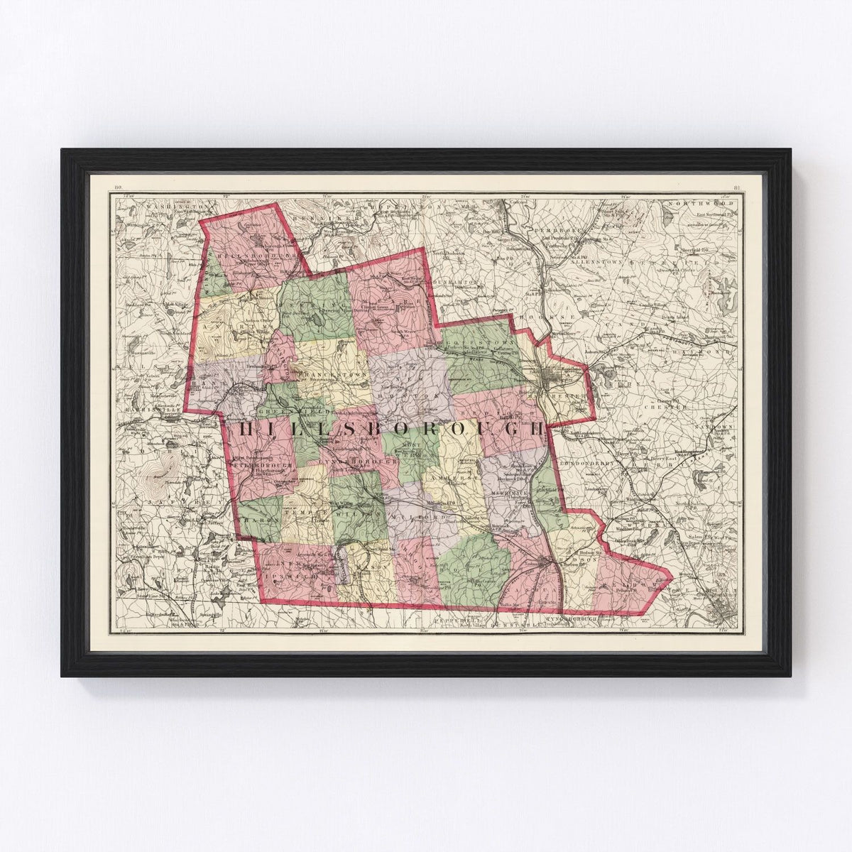 Hillsborough County Vintage Map 1877