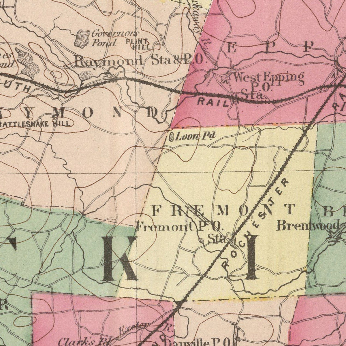 Restored historic details from the 1877 county map of Rockingham County, New Hampshire