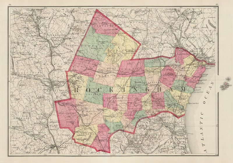 Size comparison using Vintage Map of Rockingham County, New Hampshire 1877