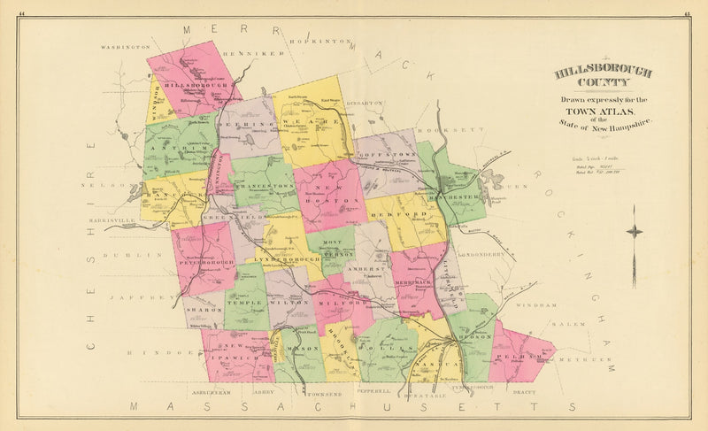 Size comparison using Vintage Map of Hillsborough County, New Hampshire 1892