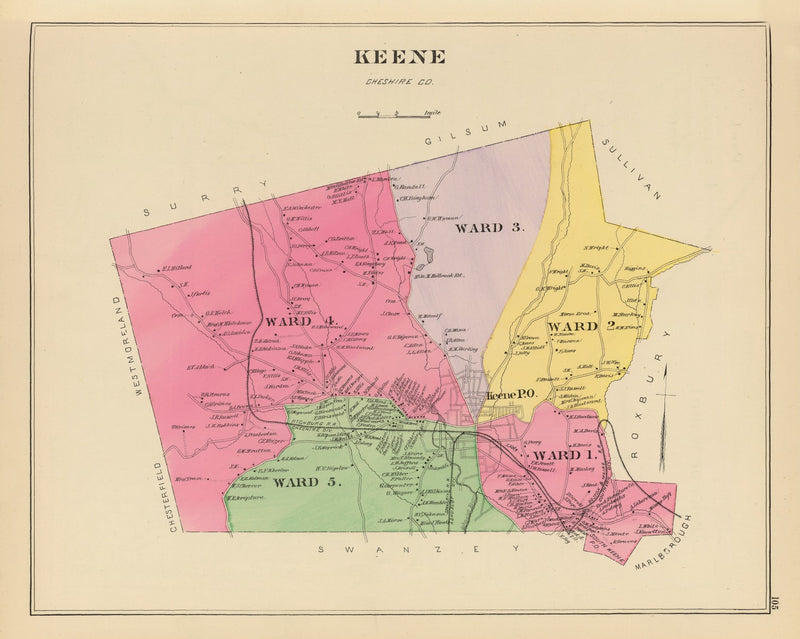 Size comparison using Vintage Map of Keene, New Hampshire 1892