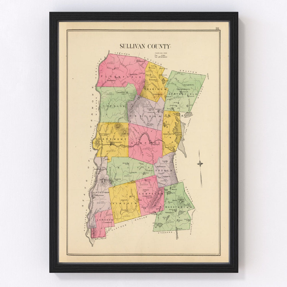 Sullivan County Vintage Map 1892