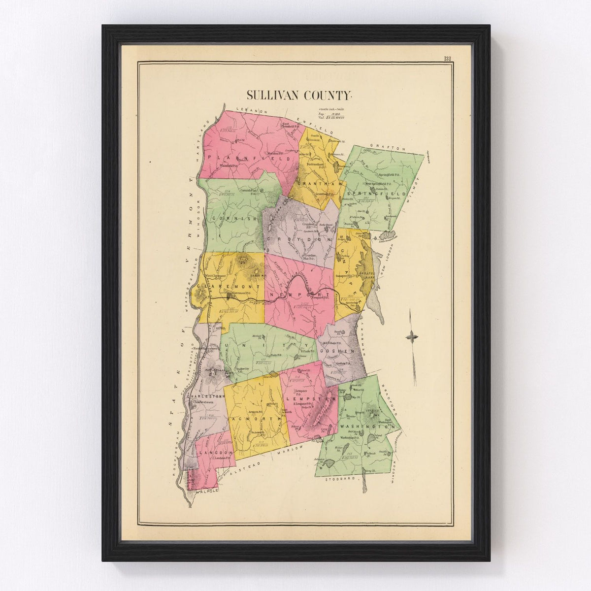 Sullivan County Vintage Map 1892
